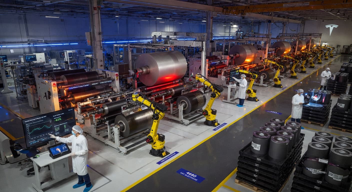 Tesla Dry Electrode 4680 Cell Production