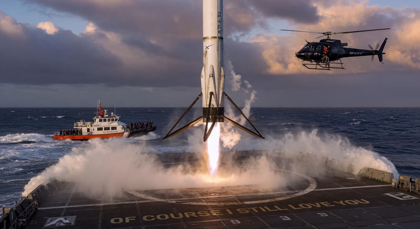 First Falcon 9 booster landing on drone ship, 2015