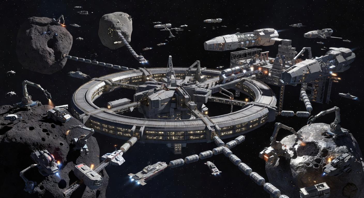 Asteroid Mining Hub with Shipyard